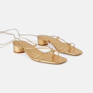 Zara Gold Metallic Strappy Sandal